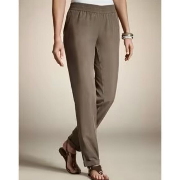New! Chico's The Ultimate Fit Taupe Tencel Twill Cuffed Ankle Pant, 0.5 (6/S) - Picture 1 of 13